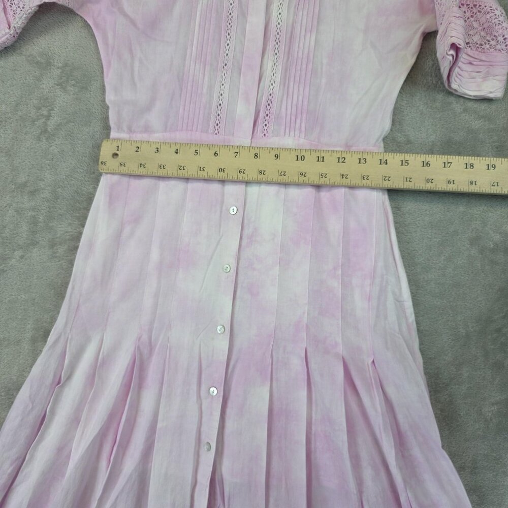 LoveShackFancy Dress Womens Small Pink Tie Dye Lace Button Front Maxi Boho - Picture 13 of 16